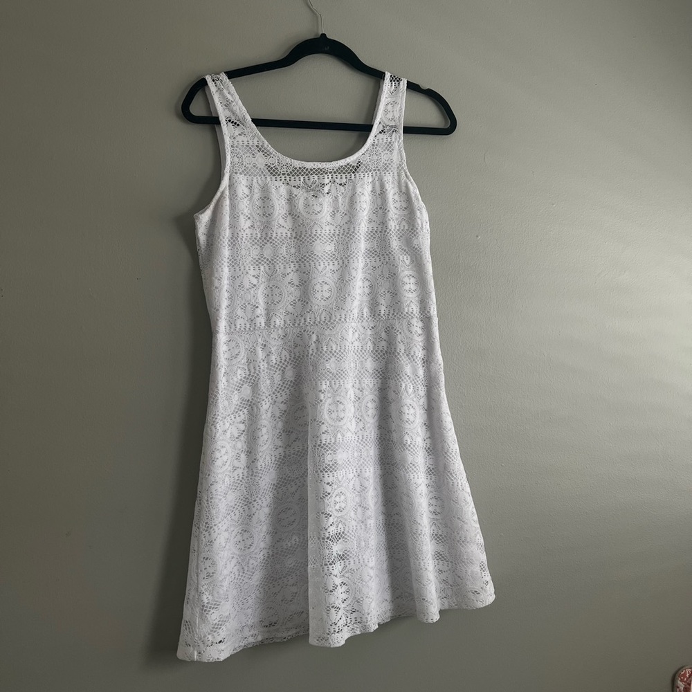 No boundaries white lace skater dress